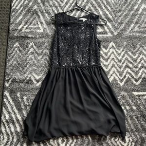 Black Sequin dress with sheer flare